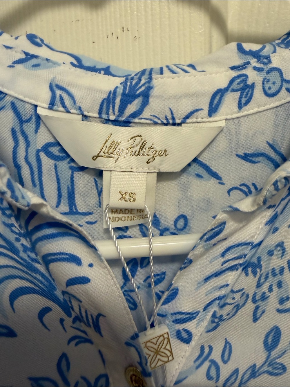 Lilly Pulitzer Natalie Shirtdress Swimsuit Cover-up Resort White and Blue - Picture 6 of 10